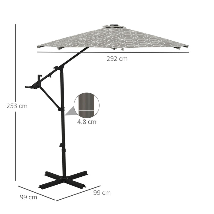 Convertible Cantilever and Centre-Post Parasol - 3m UV Protection, 360-Degree Rotating Banana Umbrella with Cross Base - Ideal for Outdoor Patio, Garden Shade and Sun Protection