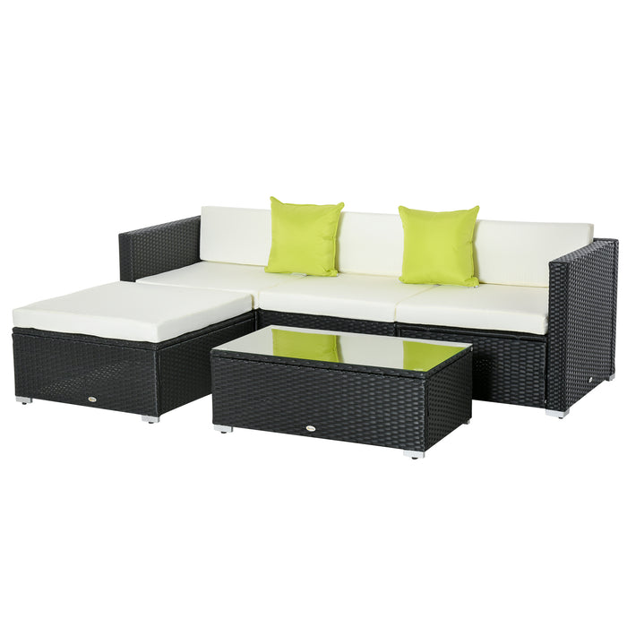 4-Seater Garden Rattan Sofa Set - Outdoor Patio Furniture with Metal Frame and Coffee Table Combo - Perfect for Family Lounge and Yard Comfort