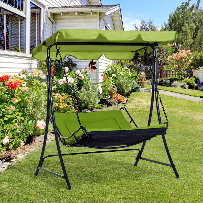 Outdoor Hanging Swing Chair - Durable Green Hammock Seat for Relaxation - Ideal for Garden, Patio, and Backyard Spaces