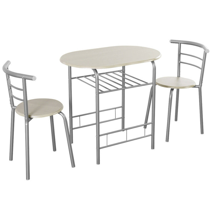 Compact Dining Set - 3 Piece Storage Shelf Kitchen Bar Set in Black - Ideal Solution for Small Space Dining Areas