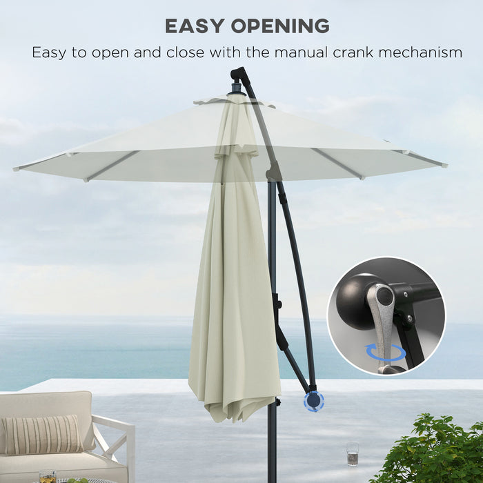 Cantilever Parasol with Cross Base - Banana-Shaped Patio Umbrella with Crank, Tilt Function, and 8 Ribs - Ideal for Outdoor Pool, Garden, and Balcony Use in Cream Color