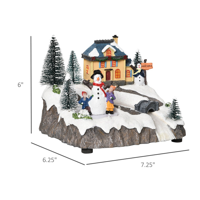 Musical Animated Christmas Village - LED Lit Holiday Decor with Fiber Optic and Rotating Skating Pond - Festive Ornament for Seasonal Display