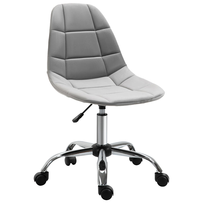 Ergonomic Velvet Task Chair - Adjustable Height, Armless Design with Wheels - Perfect for Home Office, Study, or Bedroom Comfort