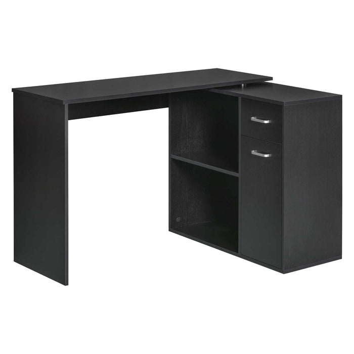 L-Shaped Corner Computer Desk with Storage - Study and Workstation Table with Shelf and Drawer - Ideal for Home Office and PC Setup