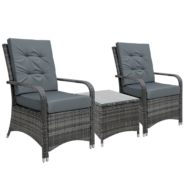 Outdoor Rattan Garden Bistro Set with 2-Seater Sofa, Table & Wicker Weave - Durable Steel Frame in Grey, Weather-Resistant Cover Included - Perfect for Patio and Conservatory Spaces