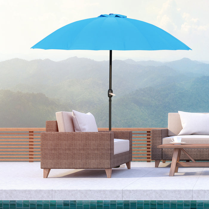 Outdoor Patio Umbrella - Large 255cm Sun Shade with Tilt Function and Crank Handle - Ideal for Garden, Lawn, Backyard & Pool Areas in Blue