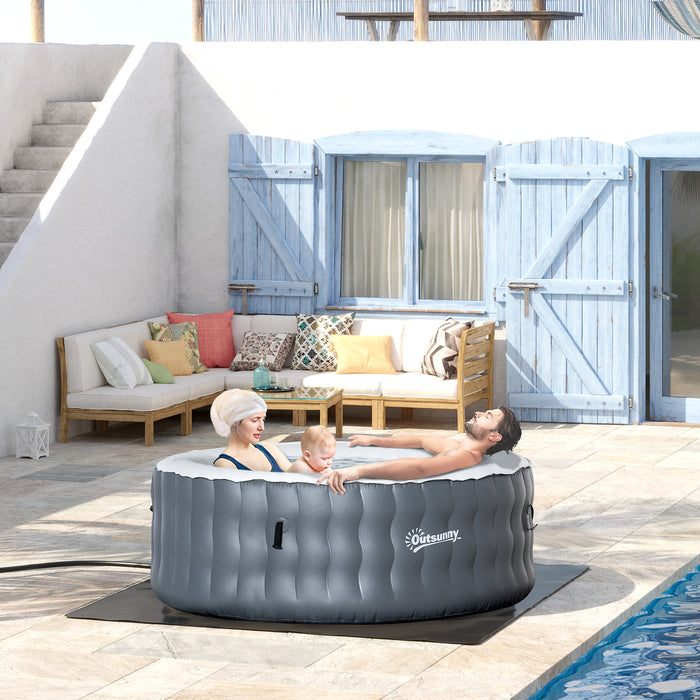 Luxury Inflatable Spa - Round Outdoor Hot Tub with Bubbles and Pump - Ideal Relaxation for 4 People, Includes Cover & Filter Cartridges