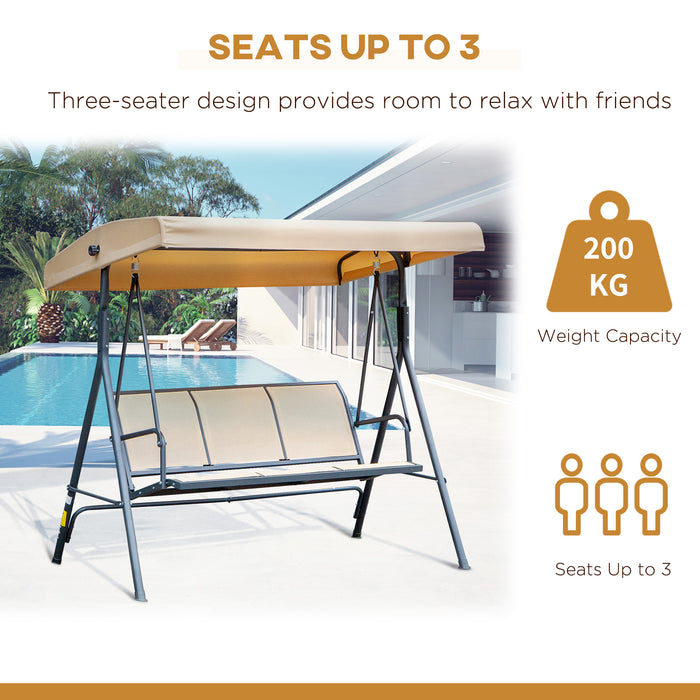 Outdoor 3-Seater Swing Chair Canopy Replacement - Hammock-Style Beige Top Cover with Durable Steel Frame Support - Ideal for Garden Patio Refresh and UV Protection