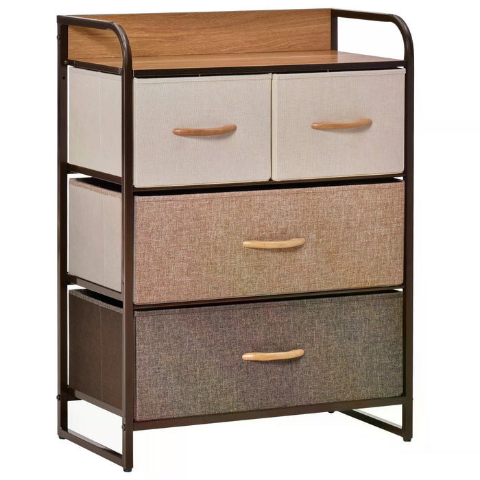 4-Drawer Fabric Dresser - Bedroom and Hallway Storage Organizer Tower with Sturdy Steel Frame and Wood Top - Ideal for Clothing and Linen Organization