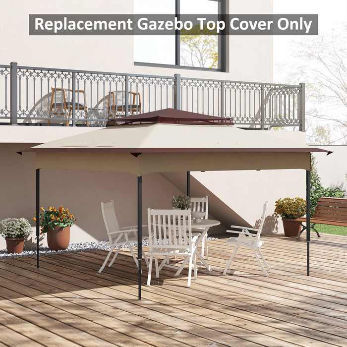 2-Tier Pop-Up Gazebo Canopy Replacement - UV 30+ Protection, Fits 3.25m x 3.25m Frames, Beige - Ideal for Outdoor Events and Garden Shade