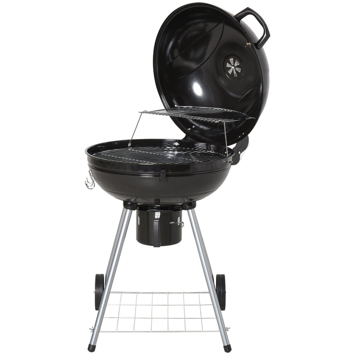 Portable Charcoal BBQ Grill - Outdoor Kettle Barbecue with Wheels for Picnics, Parties, Camping - Ideal for Travel & On-the-Go Cookouts