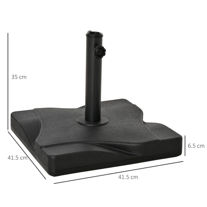 Heavy-Duty Square Cement Parasol Base - Black Umbrella Weight Stand for Outdoor Stability - Ideal for Garden, Patio and Poolside Use