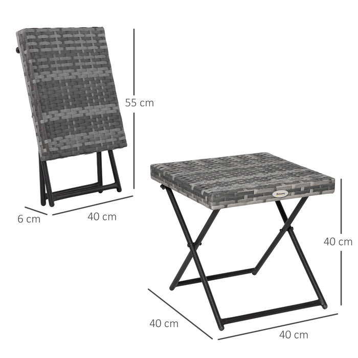 Compact Square Rattan Coffee Table - Weather-Resistant Wicker Weave Side Table for Garden and Balcony, 40cm - Ideal for Small Outdoor Spaces