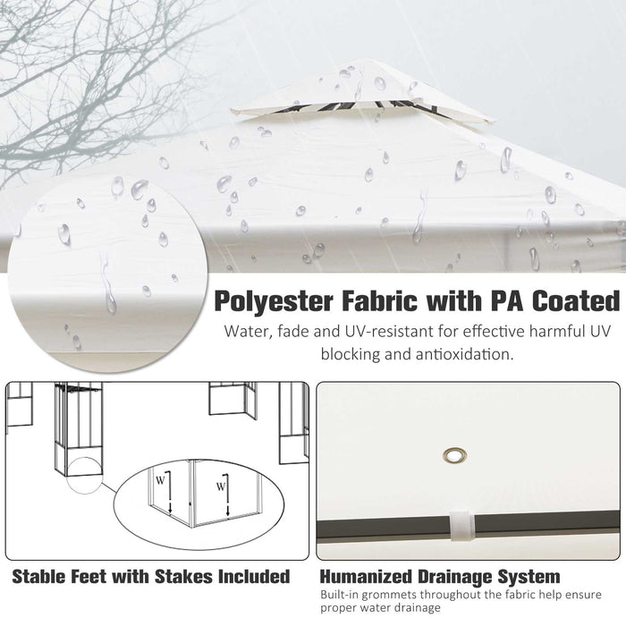 3x3m Steel Gazebo with Dual-Tier Ventilated Roof - Elegant Cream Patio Canopy Marquee for Outdoor Gatherings - Ideal Shelter for Garden Parties and Events