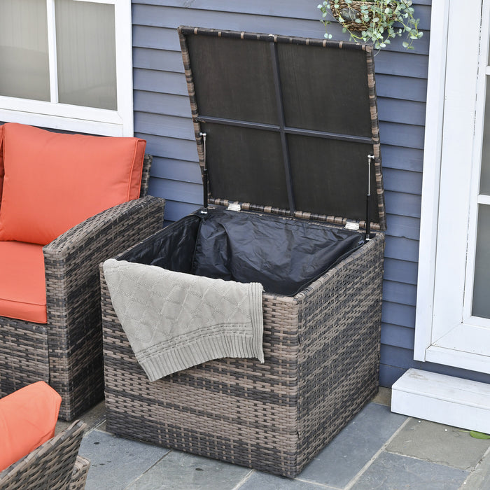 7-Seater Rattan Wicker Sofa Set - Mixed Brown Outdoor Sectional Patio Conversation Furniture with Storage Table & Cushions - Ideal for Group Gatherings and Entertaining Guests