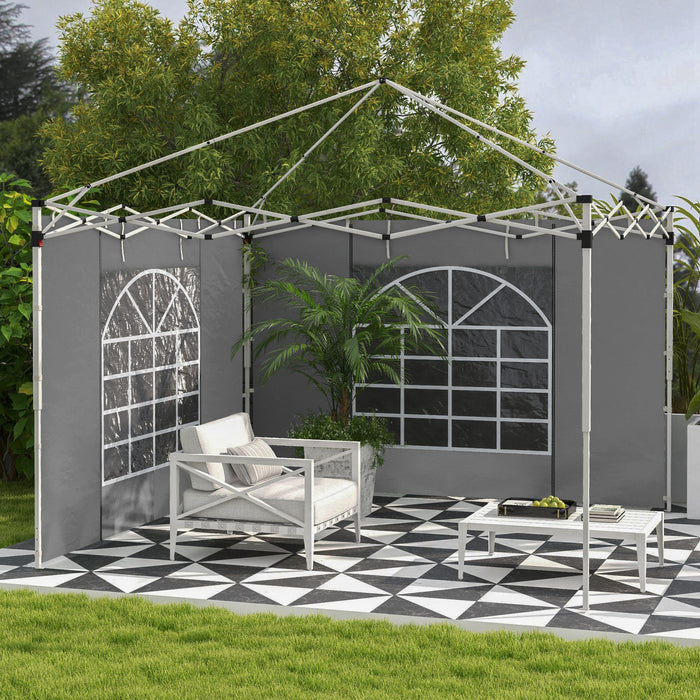 2-Pack Gazebo Side Panels with Windows and Doors - Fits 3x3m or 3x6m Pop Up Gazebos, Replacement Accessories - Ideal for Outdoor Events and Garden Shelter, Light Grey