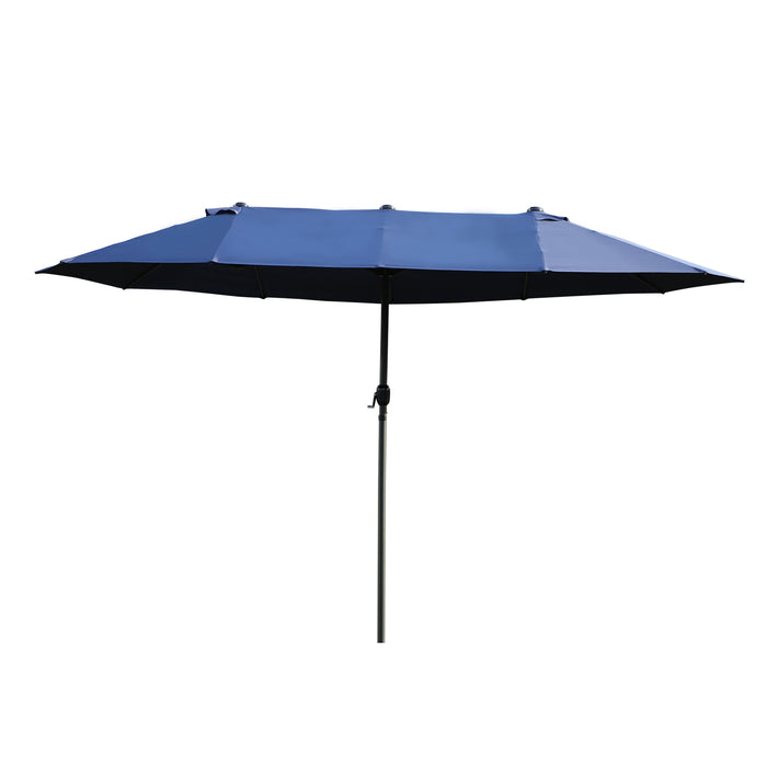 Double-Sided 4.6m Garden Parasol - Blue Outdoor Sun Umbrella with Patio Market Canopy Shade - Ideal for UV Protection and Family Gatherings (Base Not Included)