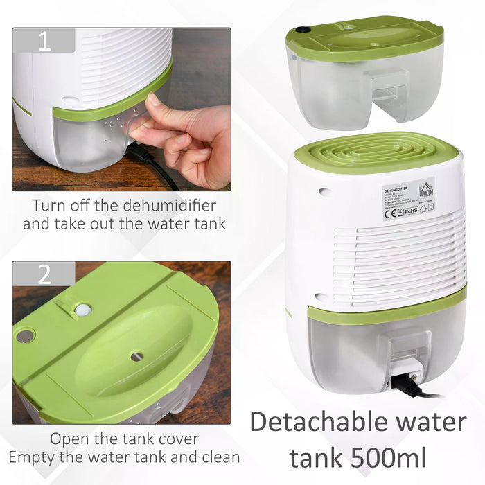 500ML Compact Dehumidifier - Auto Shut-Off, Quiet Operation Air Moisture Remover - Ideal for Bedrooms, Bathrooms, Living Spaces, and RVs