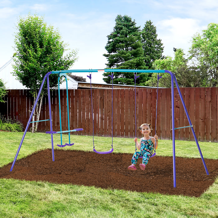 Heavy-Duty A-Frame Swing Set with Height Adjustability - Includes Metal Glider, 2 Swing Seats for Kids - Perfect for Outdoor Family Fun and Backyard Play