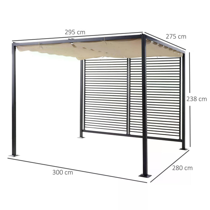 Retractable Garden Pergola with Metal Frame - Beige 2.8m x 3m Outdoor Shade Structure - Ideal for Patio and Backyard Comfort