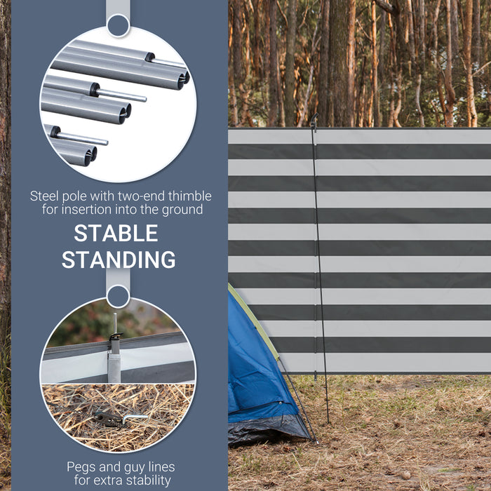 5 Pole Camping Windbreak - Beach Wind Shield Shelter with Steel Poles, Carry Bag, 540cm x 150cm - Perfect for Outdoor Privacy and Caravan Protection