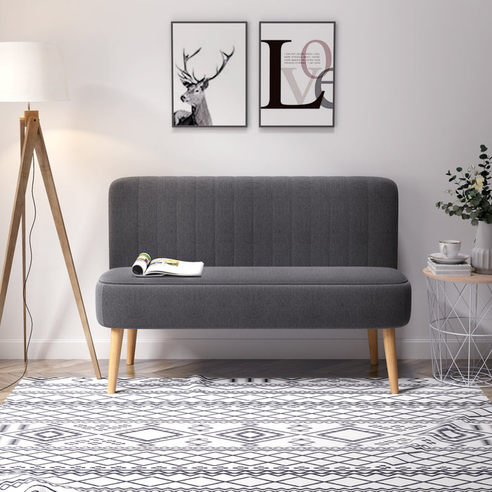 Compact Double Loveseat - Modern 2-Seater Sofa with Padded Linen and Wood Legs - Ideal for Small Spaces and Cozy Living Rooms