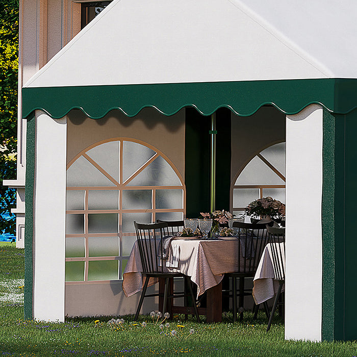 8x4m Galvanized Garden Gazebo - Marquee Party Tent with Side Panels, Eight Windows, Double Doors - Outdoor Shelter for Weddings, Parties, and Events