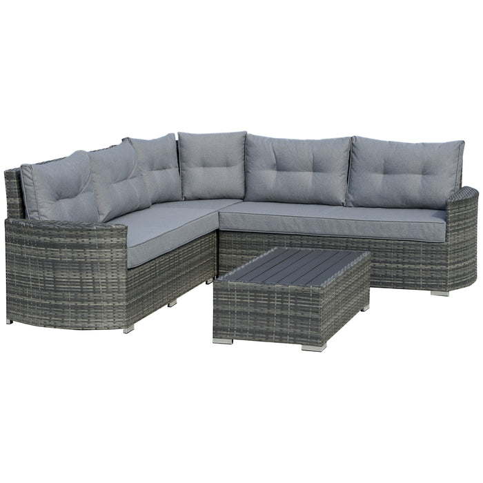 5-Seater PE Rattan Sofa Set - Outdoor Patio Wicker Sectional Conversation with Aluminium Frame and Padded Cushion, Mixed Grey - Perfect for Garden Gatherings and Relaxation