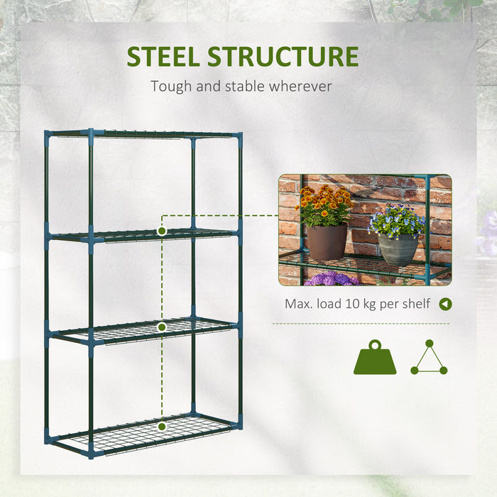 4-Tier Modern Plant Stand Set of 2 - Sturdy Steel Frame Outdoor Plant Holder & Display Rack - Ideal for Potted Plants & Balcony Garden Decoration