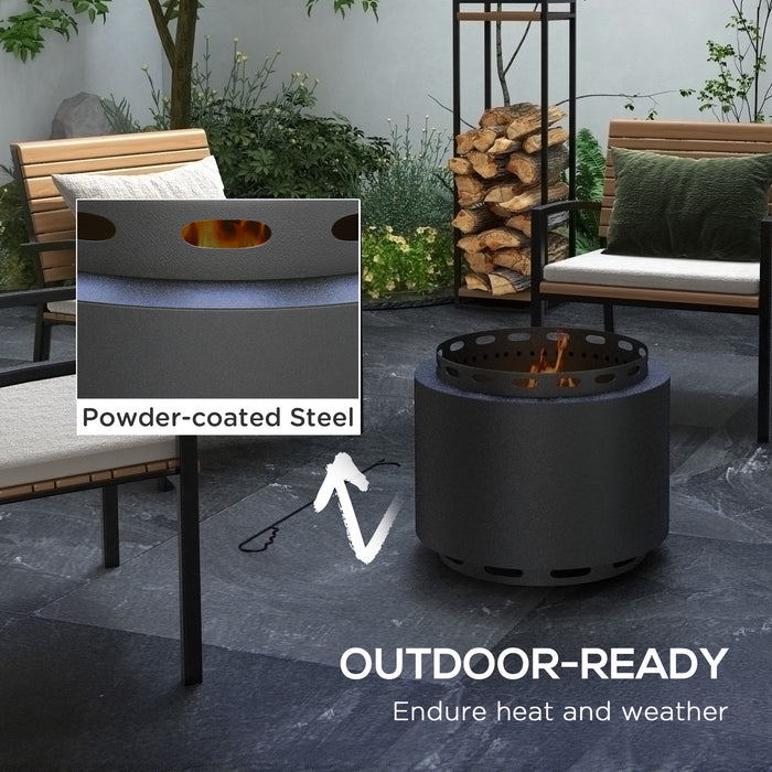 Smokeless Fire Pit with Poker - 48.5cm Portable Wood-Burning Metal Firepit for Outdoor Use - Ideal for Garden Camping and Bonfire Parties