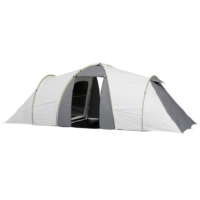 4-6 Person Tunnel Camping Tent - Dual Bedroom Design, 2000mm Waterproof, UV50+ Protection, Vestibule, Carry Bag Included - Ideal for Fishing, Hiking, and Festivals