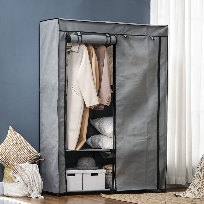 Foldable Fabric Wardrobe - Spacious Cabinet with Shelves & Hanging Rails - Ideal for Clothing Storage & Organization in Limited Spaces