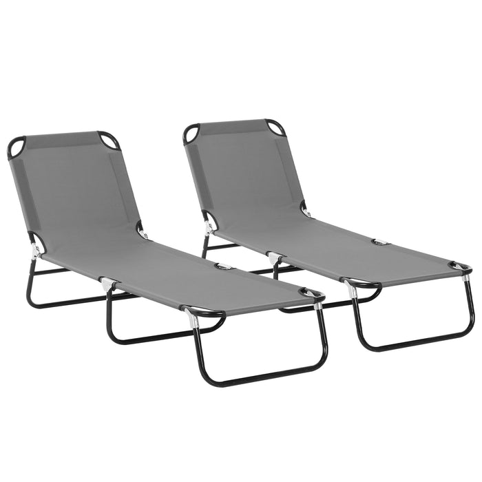 Foldable Sun Lounger Set with 5-Position Adjustable Backrest - Portable Relaxing Recliners with Lightweight Frames - Ideal for Patio, Beach or Poolside Comfort