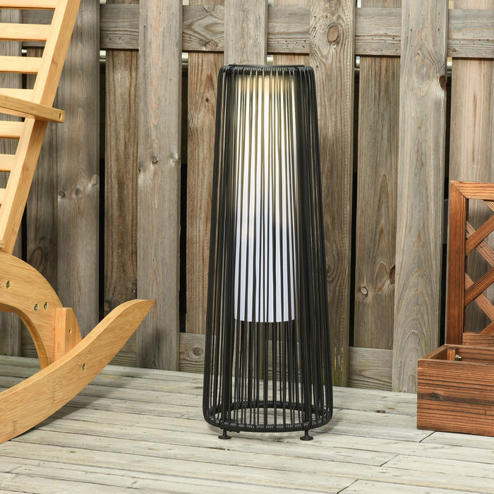 Solar-Powered Wicker Lantern - Woven Resin Patio Garden Lights with Auto On/Off Feature - Ideal for Porch, Yard, Lawn, and Courtyard Ambiance