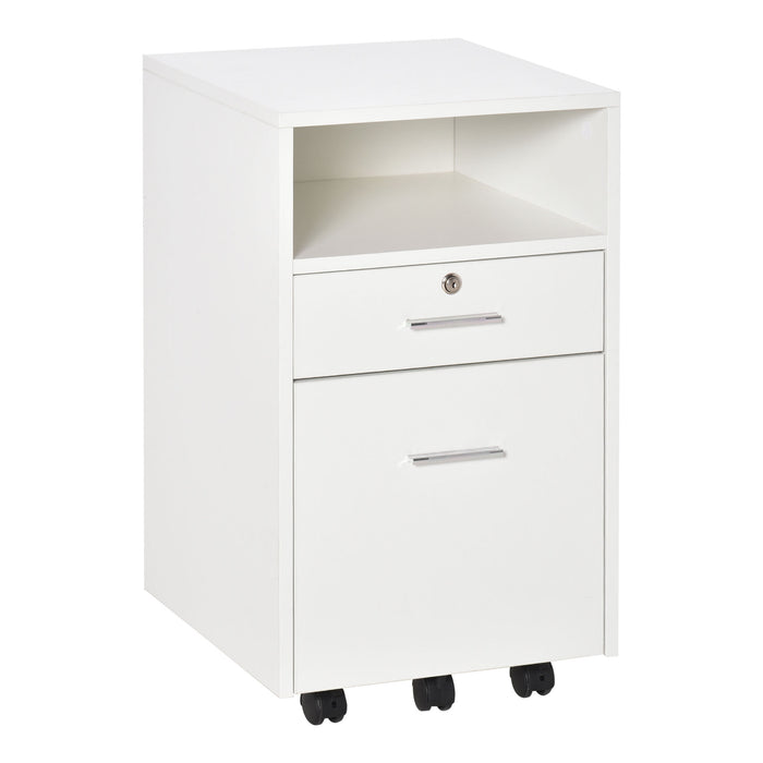 Lockable Mobile File Cabinet - Ample Storage Unit for Home and Office Files - Ideal for Bedroom, Living Room, and Workspace Organization (39.5x40x60cm, White)