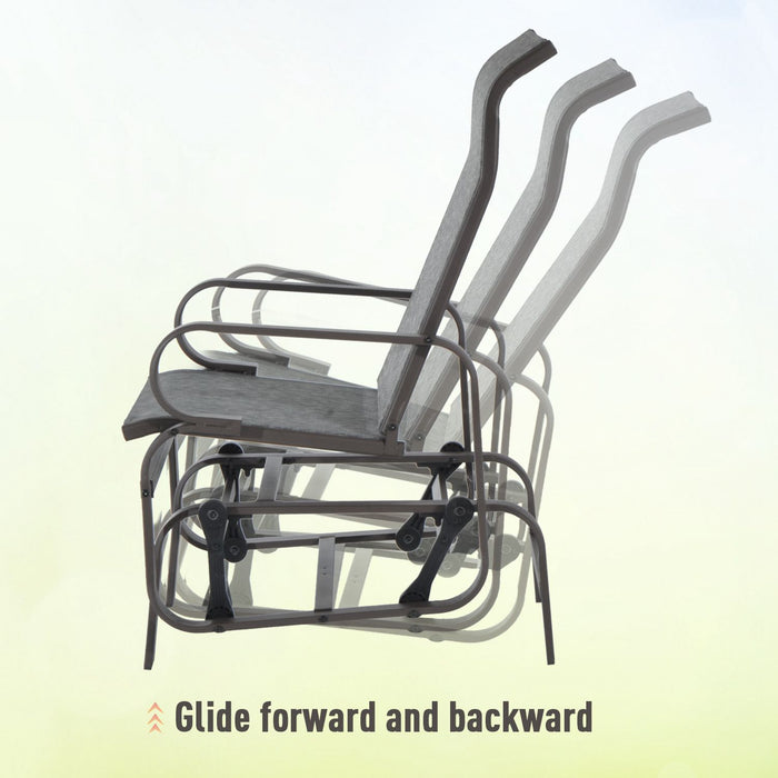 Outdoor Gliding Rocking Chair - Sturdy Metal Frame and Comfortable Swing Design for Garden, Patio, Backyard, and Poolside - Relaxing Grey Lounger for Leisure Time