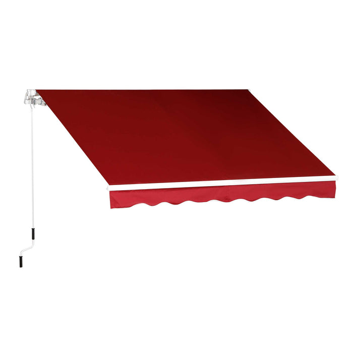 Manual Retractable Sun Shade Awning - 2.5x2m Outdoor Deck Canopy Shelter in Dark Red - Ideal for Garden Patio and Entertaining Spaces