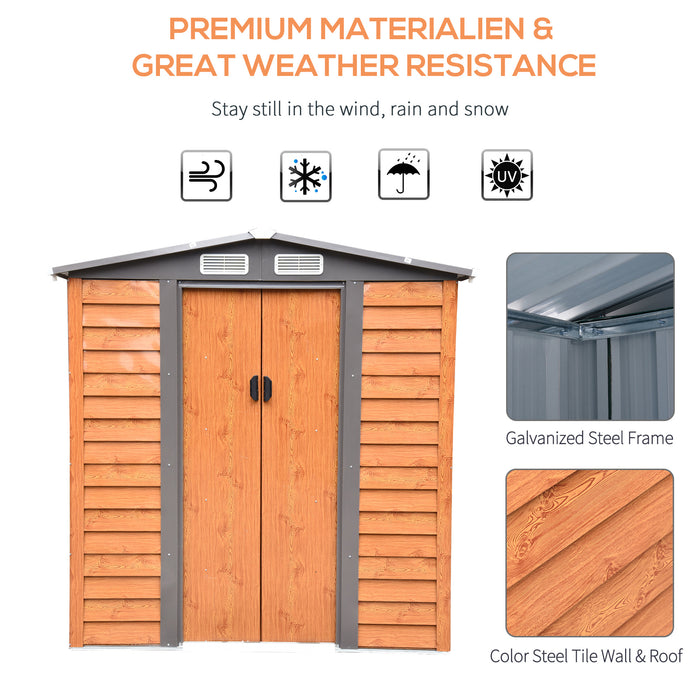 Garden Storage Shed - 6x5 ft Apex Tool Store with Foundation and Ventilation - Ideal for Outdoor Gardening Equipment, Brown