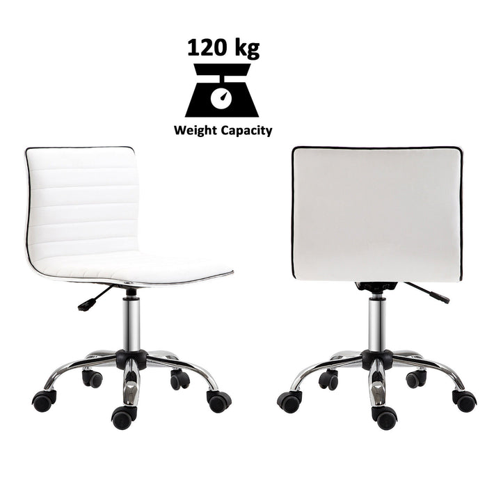 Ergonomic Armless Mid-Back Chair - PU Leather and Swivel Design with Chrome Base - Ideal for Home and Office Comfort