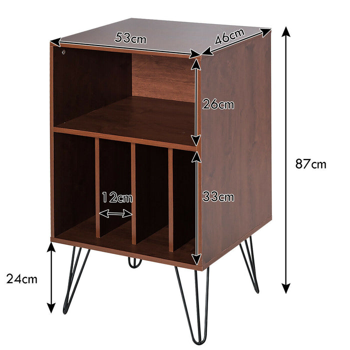 Modern Display Bookshelf - 5-Compartment Brown Bookshelf with Metal Legs - Ideal for Organizing Books and Display Home Decor Items