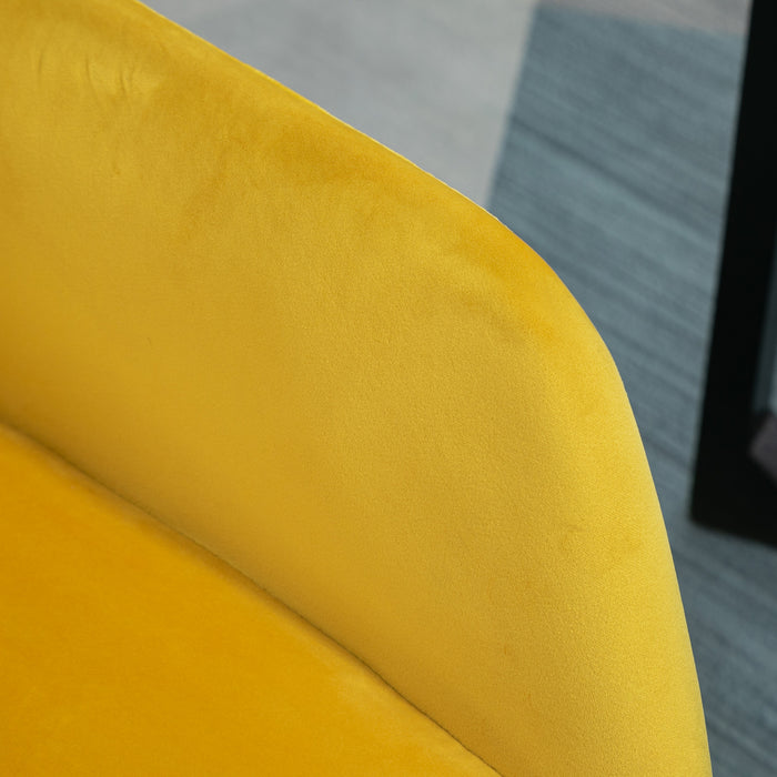 Upholstered Modern Armchair with Sleek Metal Base - Stylish Yellow Accent Chair for Living Room Comfort - Ideal for Contemporary Home Seating