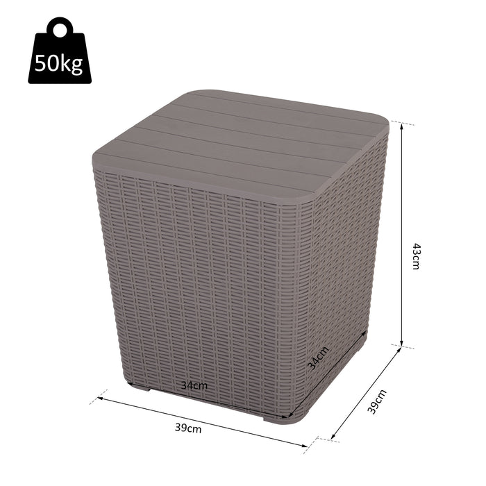 Outdoor Rattan-Effect 50L Ice Cooler Table with Lift-Top - Elegant Grey Design for Patio Entertaining - Keeps Drinks Chilled during Social Gatherings