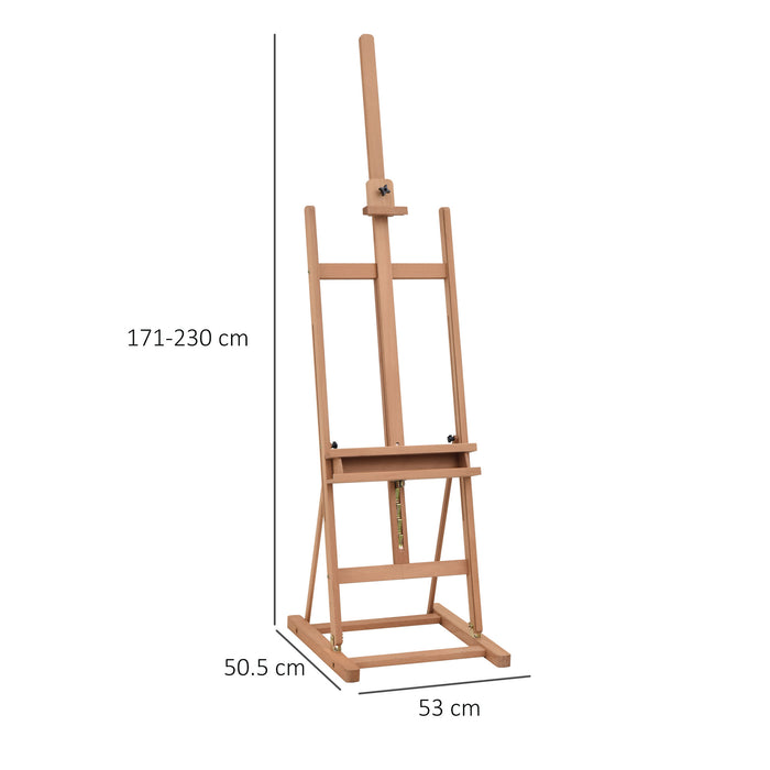 H-Frame Wooden Easel - Adjustable Height, Canvas Holder, Pencil Case for Artists - Ideal for Display, Exhibition, Drawing & Painting