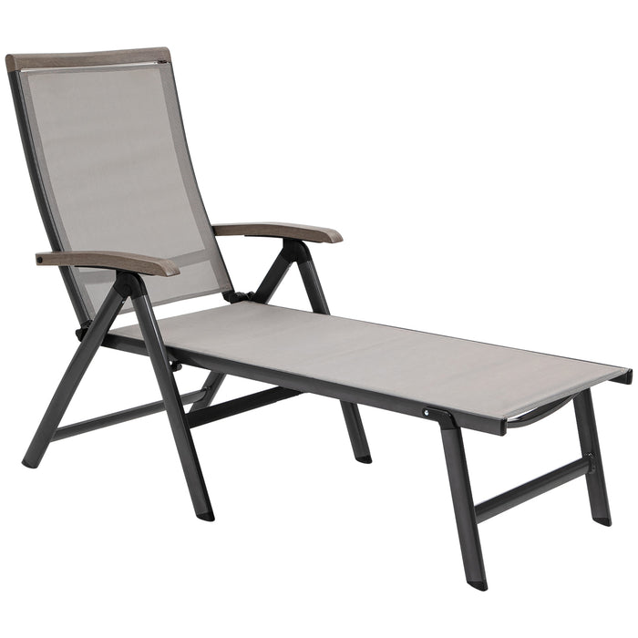 Adjustable Aluminium Sun Lounger - 5-Position Folding Chaise Chair for Outdoor Relaxation - Perfect for Patio, Poolside, and Garden Use