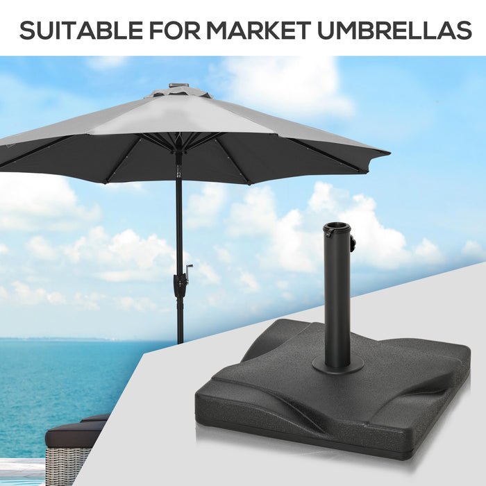 Heavy-Duty Square Cement Parasol Base - Black Umbrella Weight Stand for Outdoor Stability - Ideal for Garden, Patio and Poolside Use