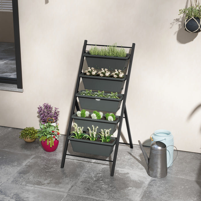 5-Tier Vertical Garden Planter - Elevated Outdoor Container Boxes for Vegetables & Flowers - Space-Saving Stand for Urban Gardening