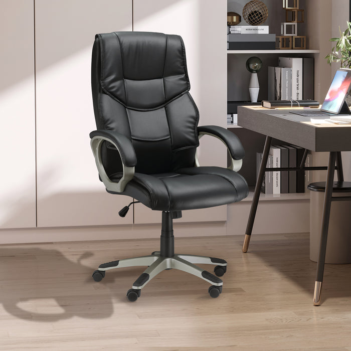 High Back Swivel Chair - Ergonomic Faux Leather Office Desk Chair with Adjustable Height and Rocking Feature - Ideal for Home Office Comfort and Productivity