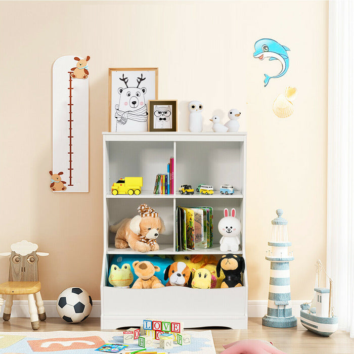 Grey Children's Bookcase - Toy Storage Organizer with Shelves and Compartments - Ideal for Room Clutter Reduction and Organization