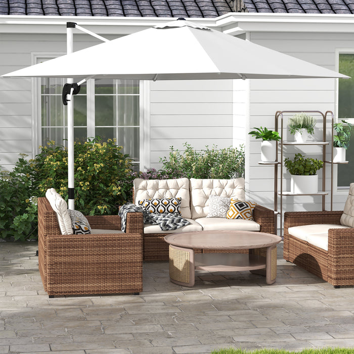 Deluxe Square Cantilever Parasol with Sturdy Cross Base - 3x3m, Crank Handle, Tilting Design, 360° Rotatable with Aluminium Frame - Ideal for Sun Protection in Gardens & Patio Areas