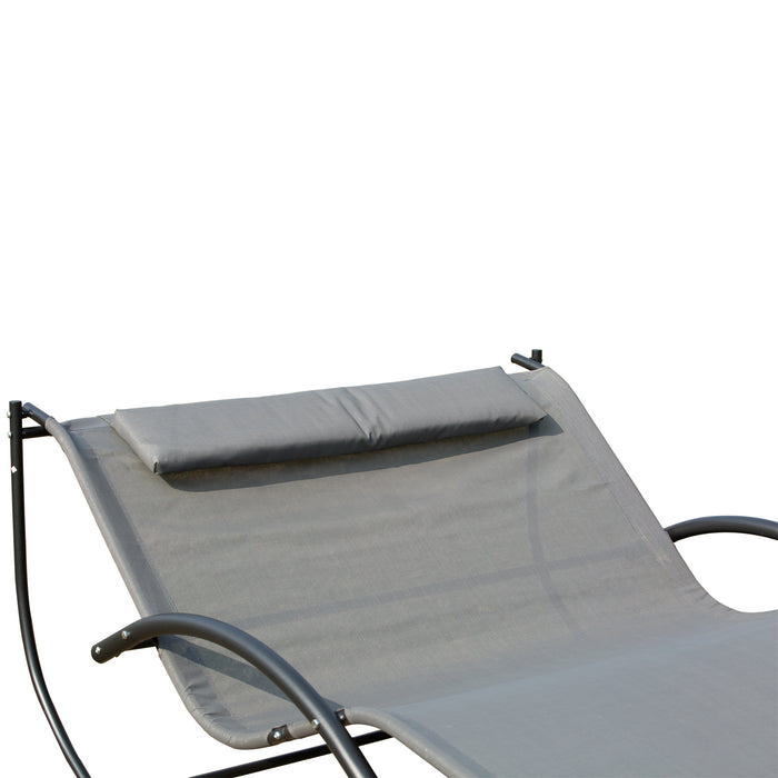 Double Hanging Hammock Chair - Grey Sun Lounger with Swing Rock Feature for Outdoor Patio Garden - Relaxing Comfort Seating for Adults